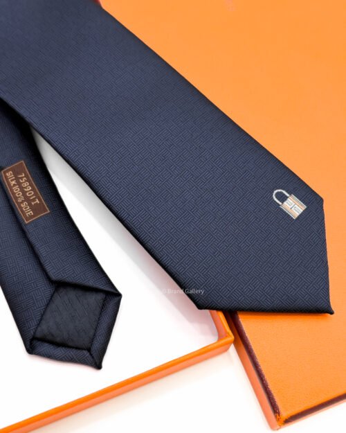 Hermes Navy Pinces H Silk Tie