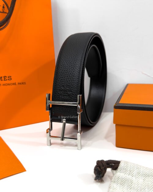Hermes Quentin Buckle Black Reversible Belt