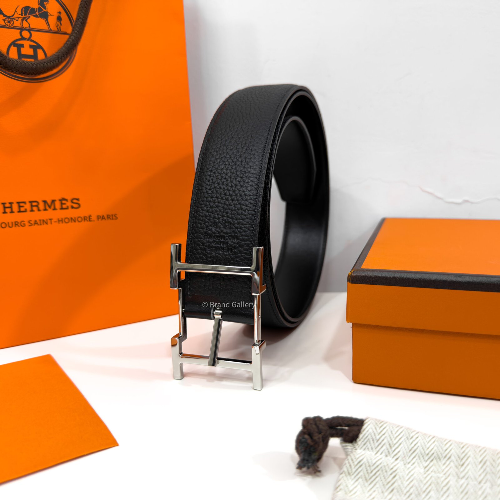 Hermes Quentin Buckle Black Reversible Belt