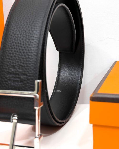 Hermes Quentin Buckle Black Reversible Belt