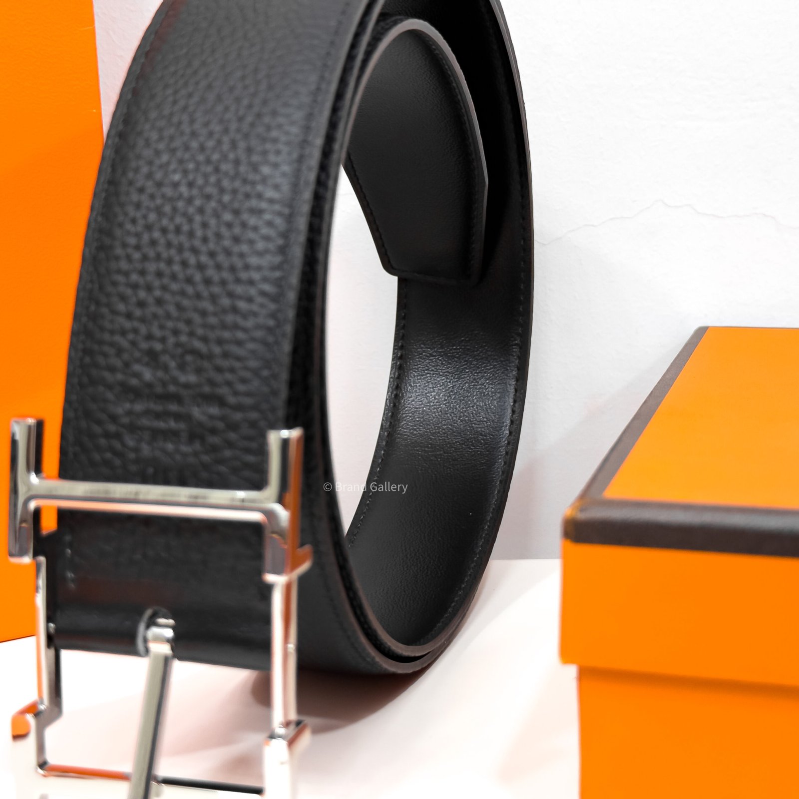Hermes Quentin Buckle Black Reversible Belt