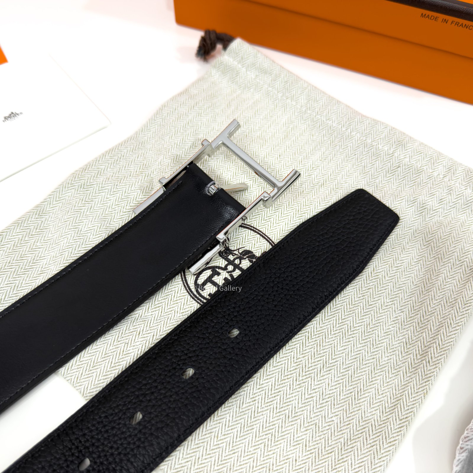 Hermes Quentin Buckle Black Reversible Belt