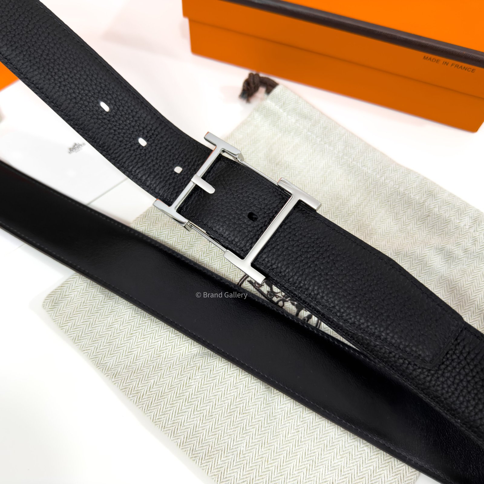 Hermes Quentin Buckle Black Reversible Belt