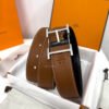 Hermes Quentin Buckle Havan/Black Reversible Belt