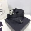 Prada Enameled-metal Black 35mm Leather Belt
