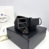 Prada Gun-metal Black 35mm Leather Belt