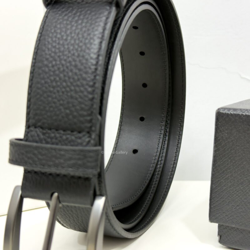Prada Gun-metal Black 35mm Leather Belt