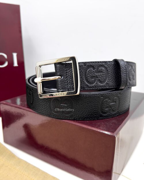 Gucci Rubber-effect Black Jumbo GG Leather belt