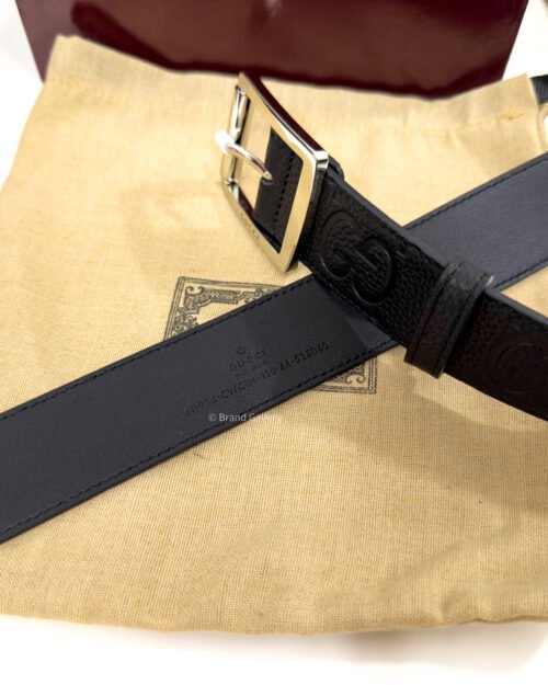 Gucci Rubber-effect Black Jumbo GG Leather belt