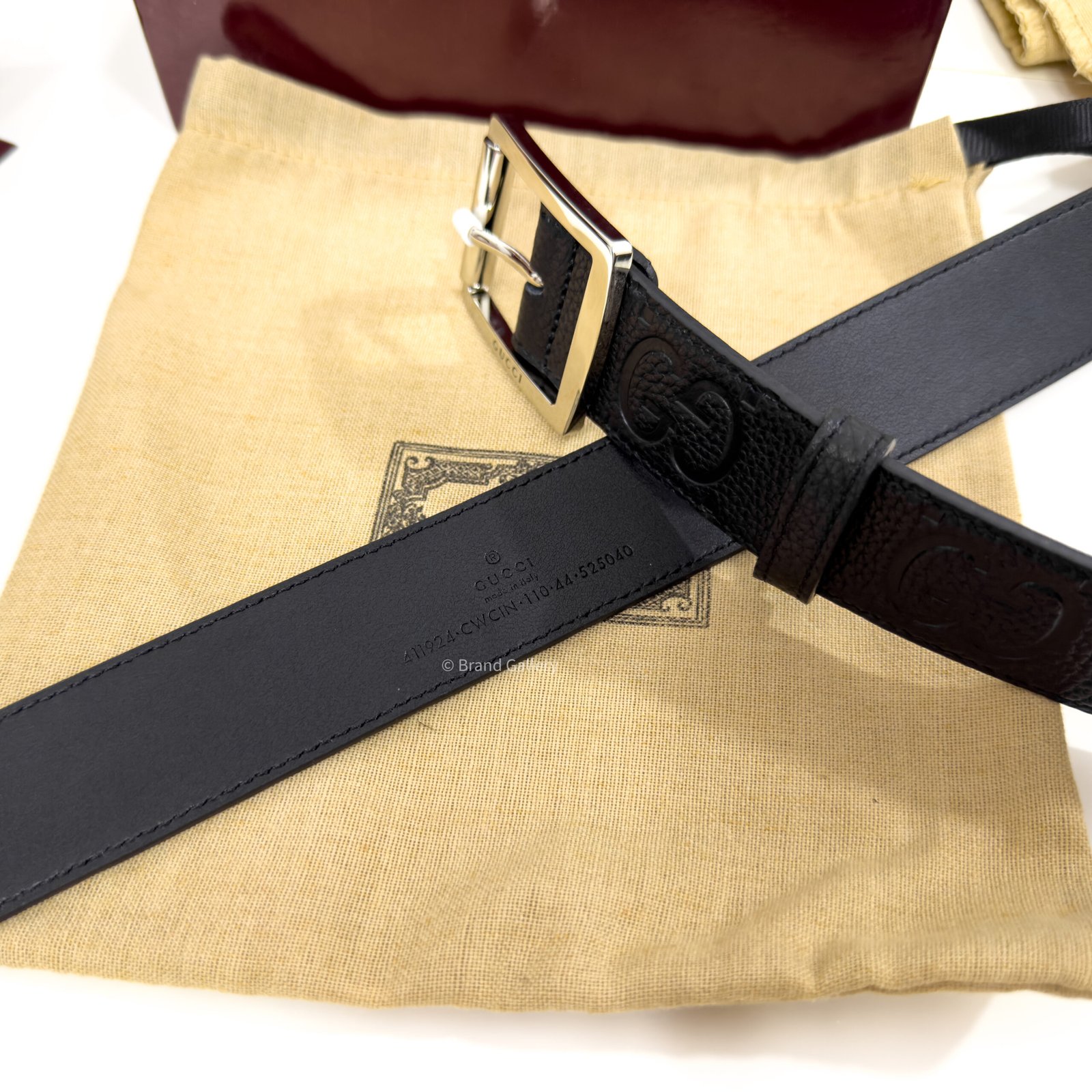 Gucci Rubber-effect Black Jumbo GG Leather belt