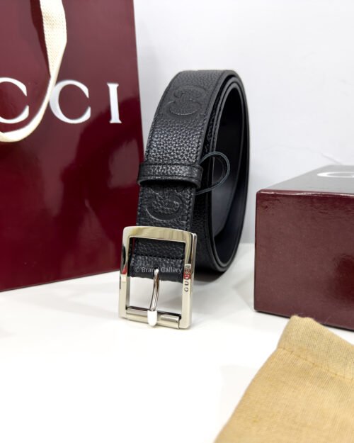 Gucci Rubber-effect Black Jumbo GG Leather belt