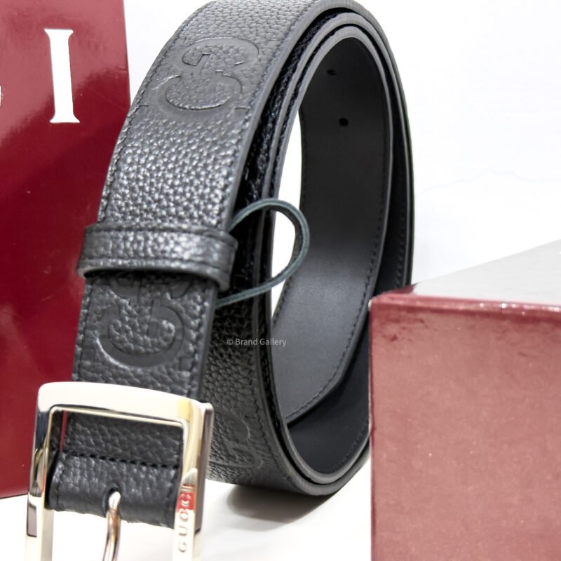 Gucci Rubber-effect Black Jumbo GG Leather belt