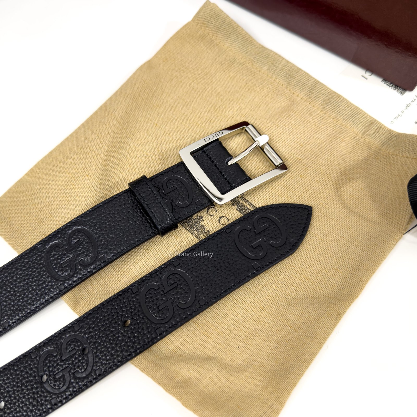 Gucci Rubber-effect Black Jumbo GG Leather belt