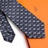 Hermes Dark Navy Ecureuil Marteau Soft Silk Tie