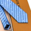 Louis Vuitton Light Blue Monogram Pinstripes Silk Tie