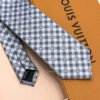 Louis Vuitton Grey Flowers Check Silk Tie