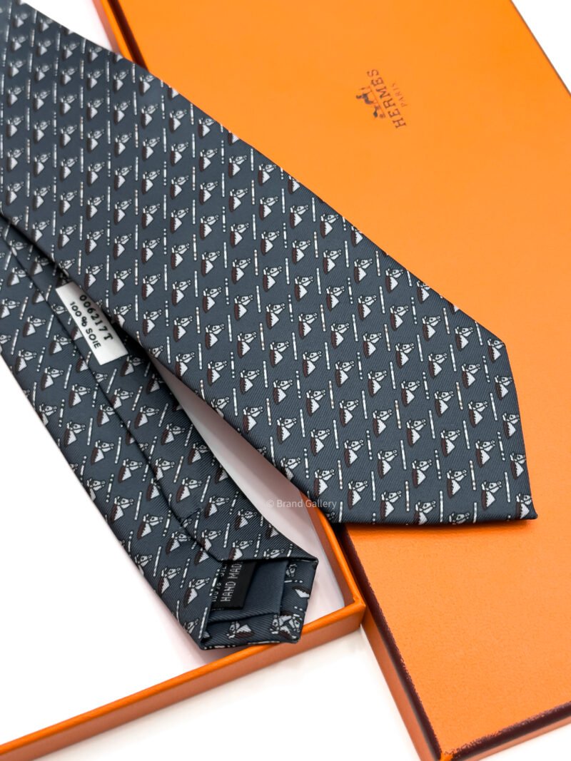 Hermes Petrol Grey Colourful Jump Silk Tie - Luxury tie - A&A Brand Gallery Egypt