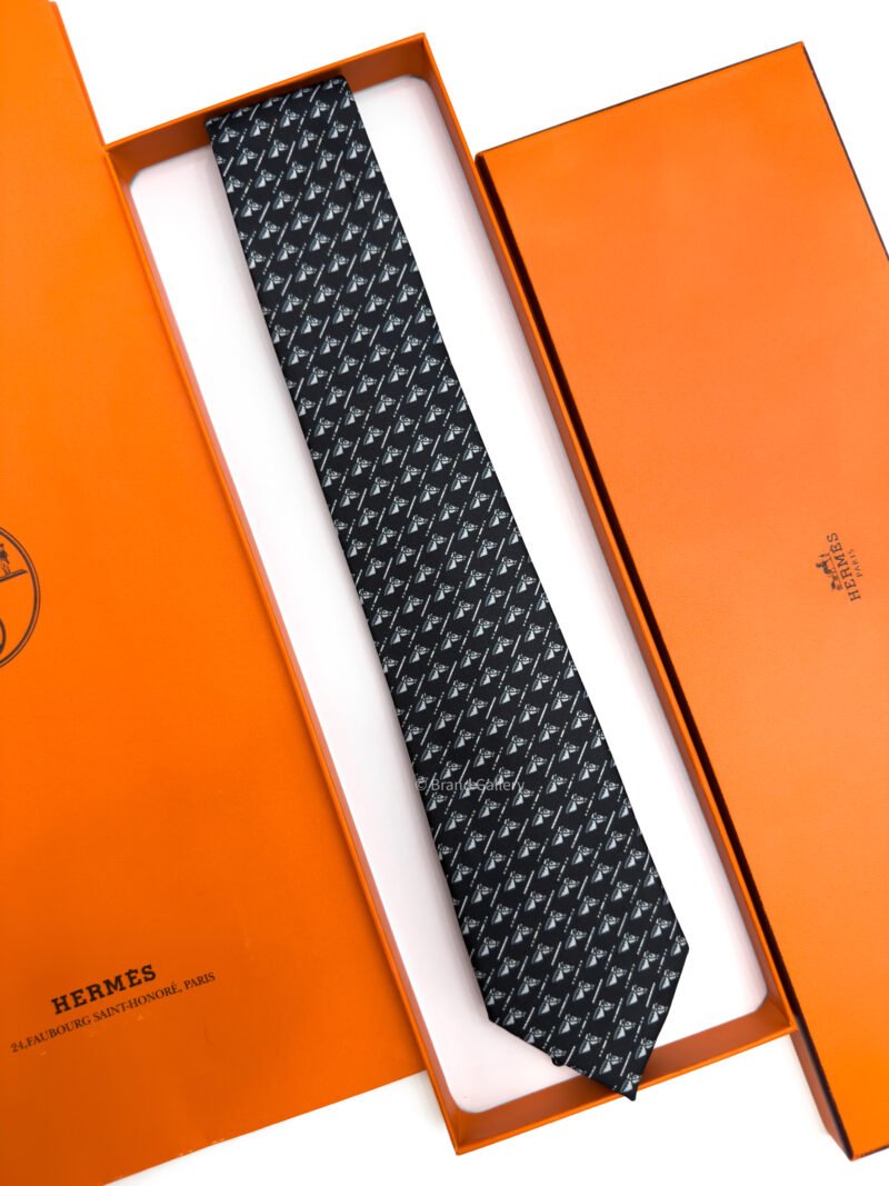 Hermes Black Colourful Jump Silk Tie - Luxury tie - A&A Brand Gallery Egypt
