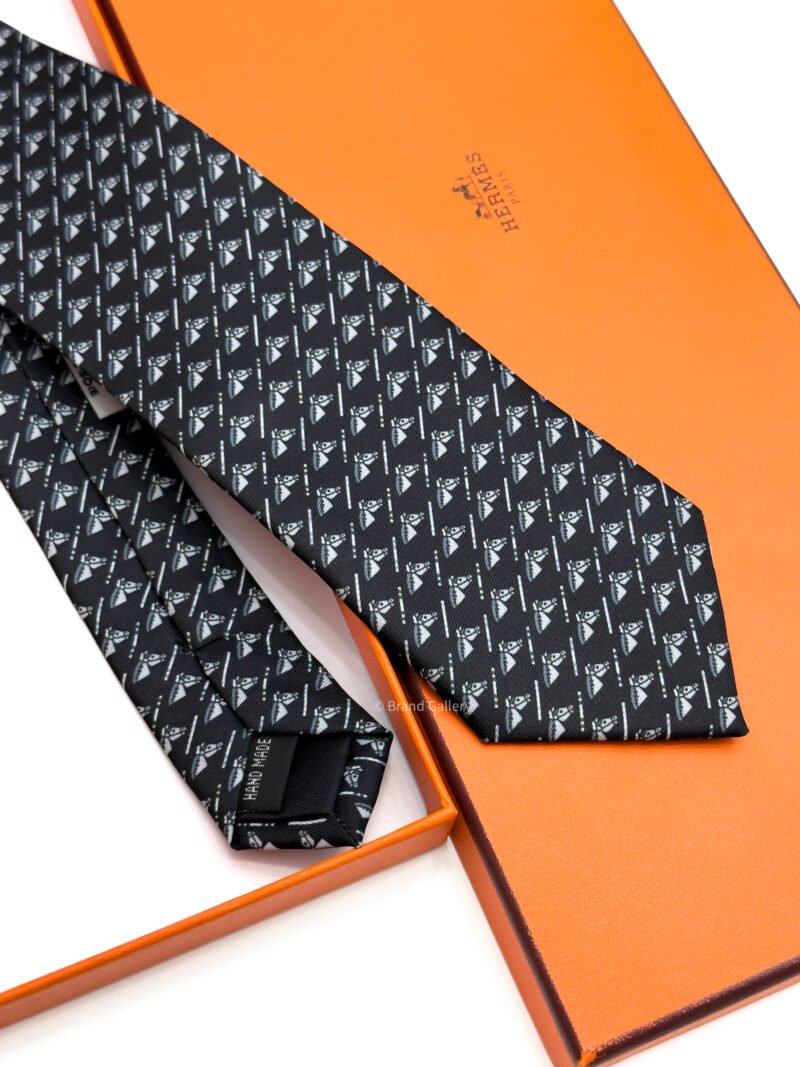 Hermes Black Colourful Jump Silk Tie - Luxury tie - A&A Brand Gallery Egypt