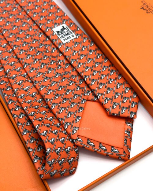 Hermes Orange Colourful Jump Silk Tie - Luxury tie - A&A Brand Gallery Egypt