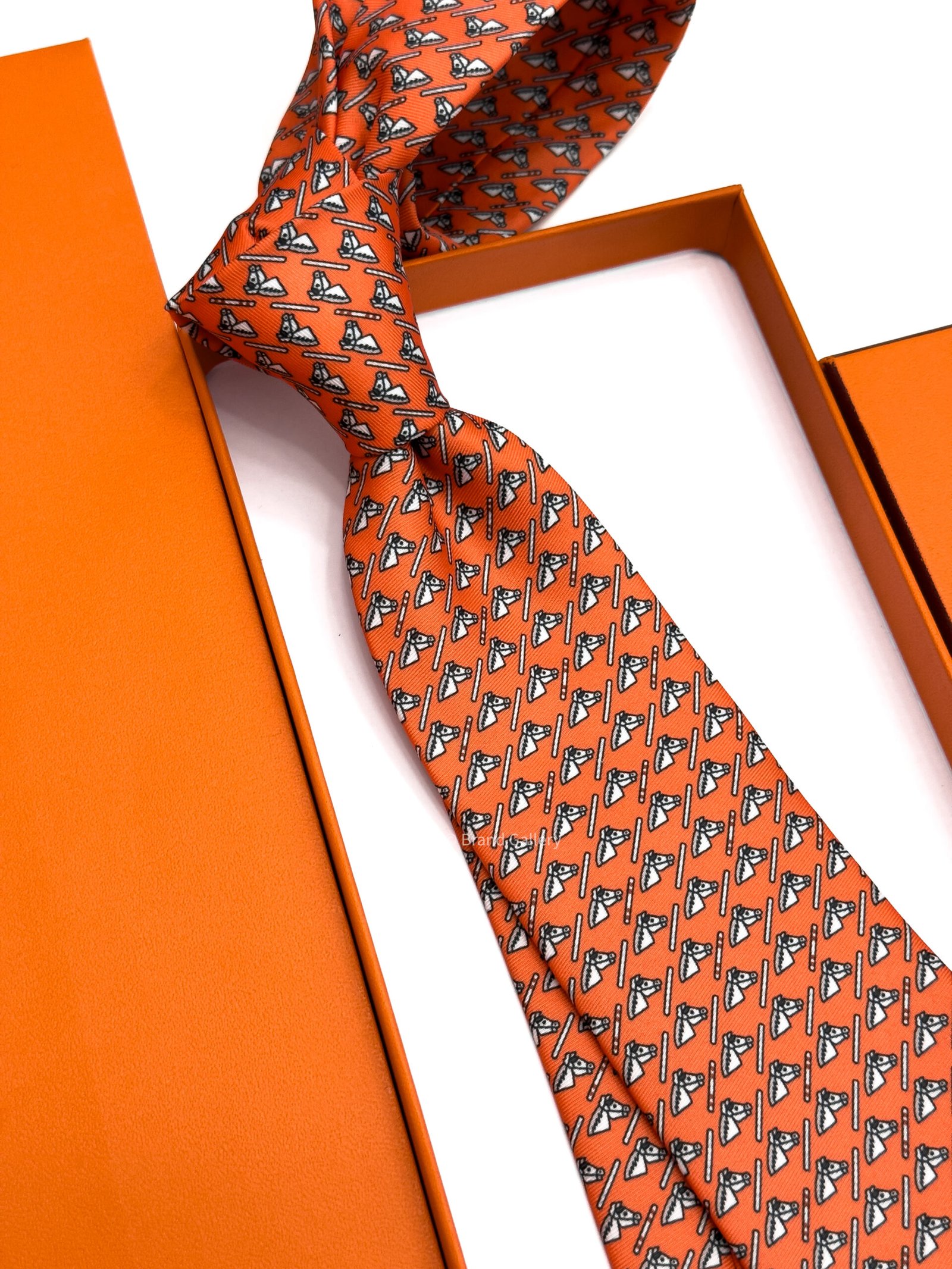 Hermes Orange Colourful Jump Silk Tie - Luxury tie - A&A Brand Gallery Egypt