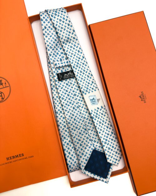 Hermes Light Grey Perspective d'H Soft Silk Tie - Luxury tie - A&A Brand Gallery Egypt