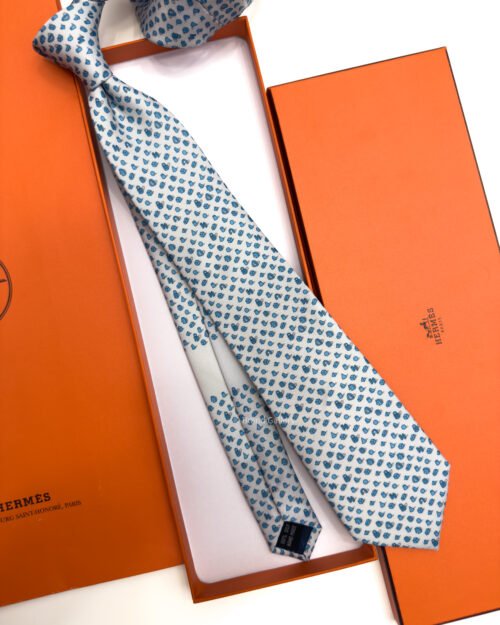 Hermes Light Grey Perspective d'H Soft Silk Tie - Luxury tie - A&A Brand Gallery Egypt