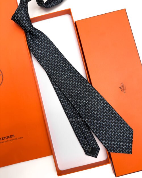 Hermes Black Boucles en Vrac Silk Tie - Luxury tie - A&A Brand Gallery Egypt