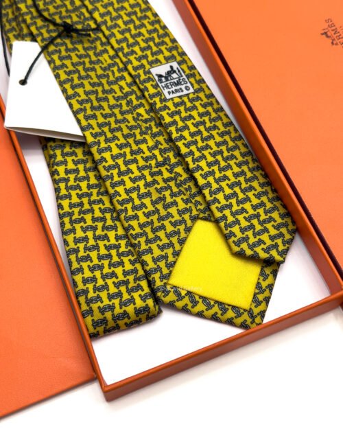 Hermes Yellow Maillons Rythmes Silk Tie - Luxury tie - A&A Brand Gallery Egypt