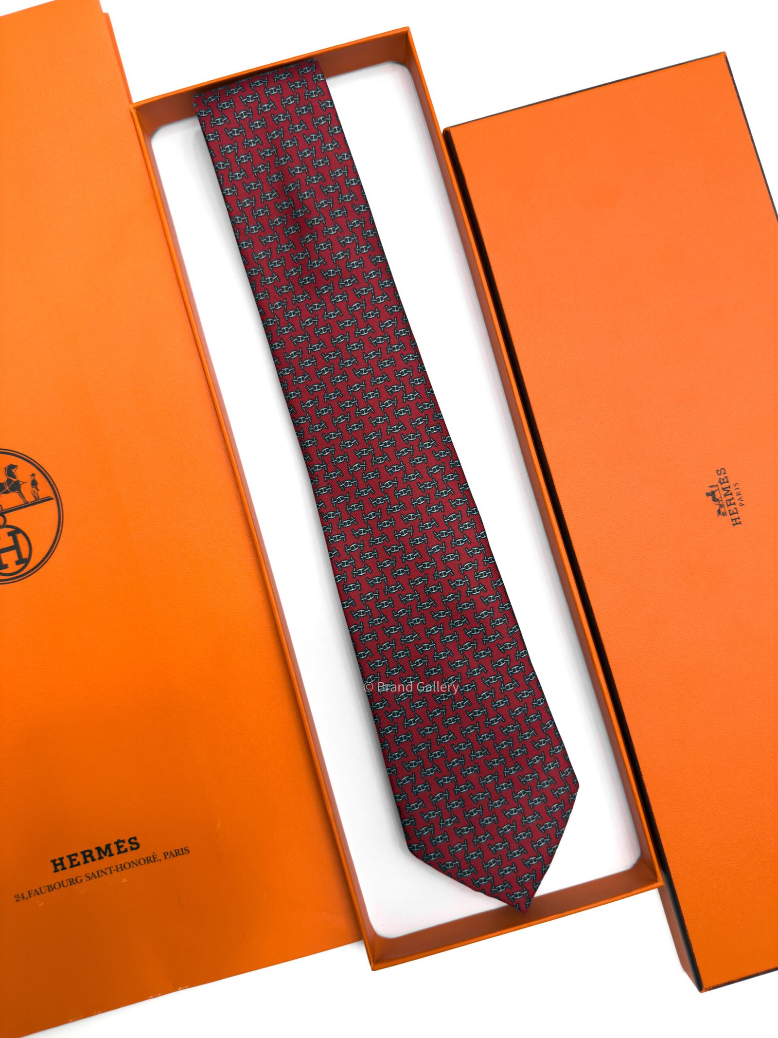 Hermes Burgundy Maillons Rythmes Silk Tie - Luxury tie - A&A Brand Gallery Egypt