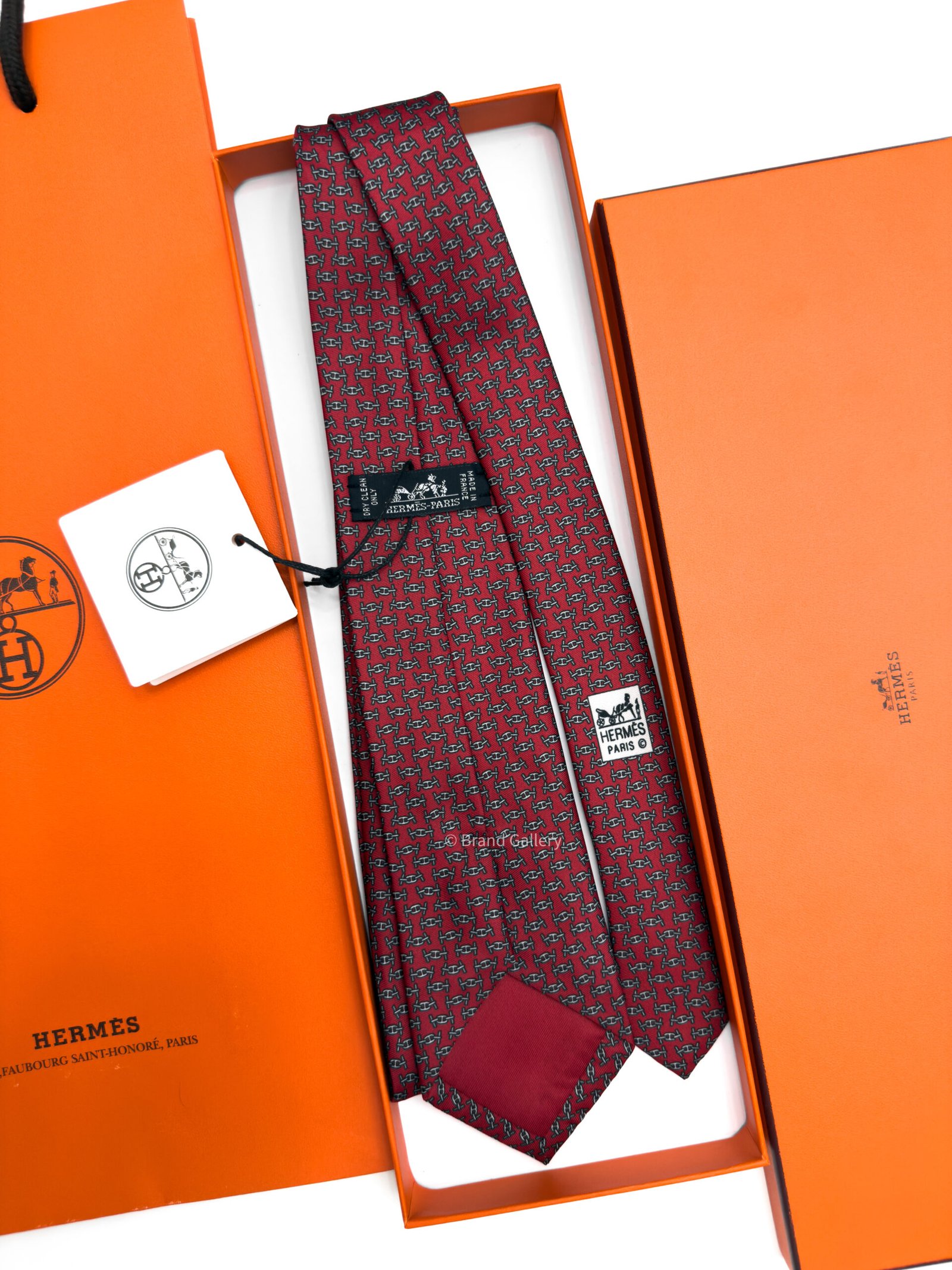 Hermes Burgundy Maillons Rythmes Silk Tie - Luxury tie - A&A Brand Gallery Egypt