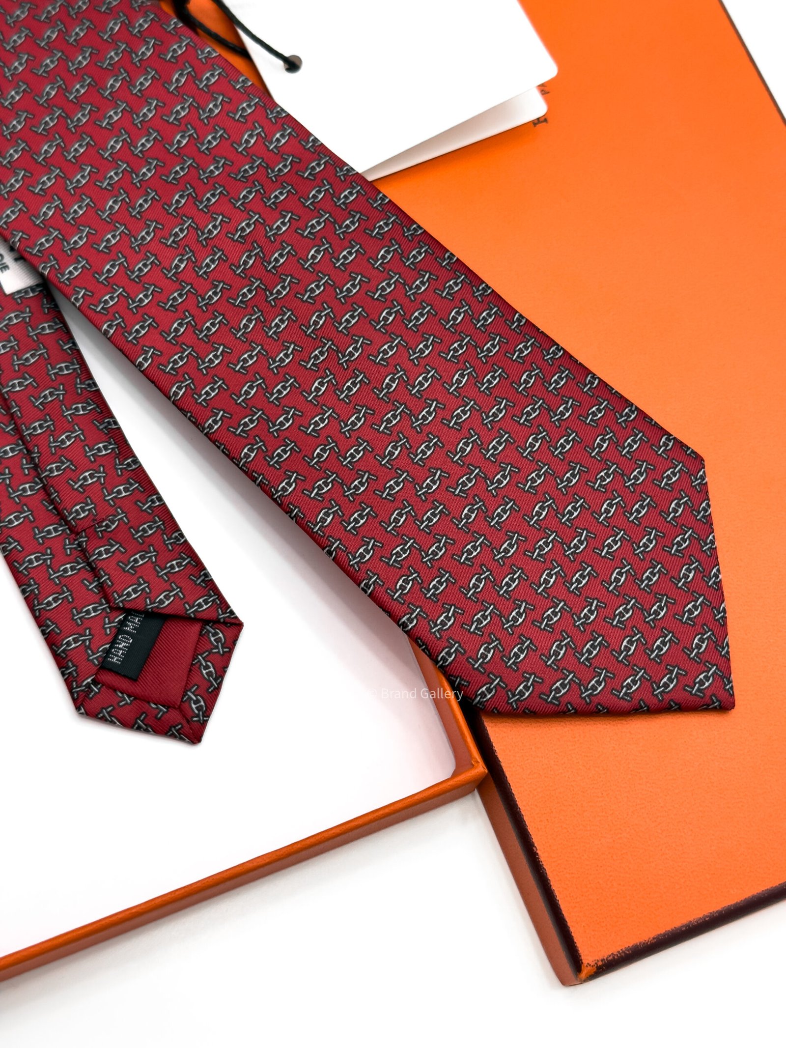 Hermes Burgundy Maillons Rythmes Silk Tie - Luxury tie - A&A Brand Gallery Egypt