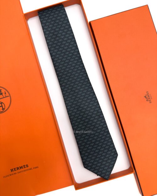 Hermes Anthracite Maillons Rythmes Silk Tie - Luxury tie - A&A Brand Gallery Egypt