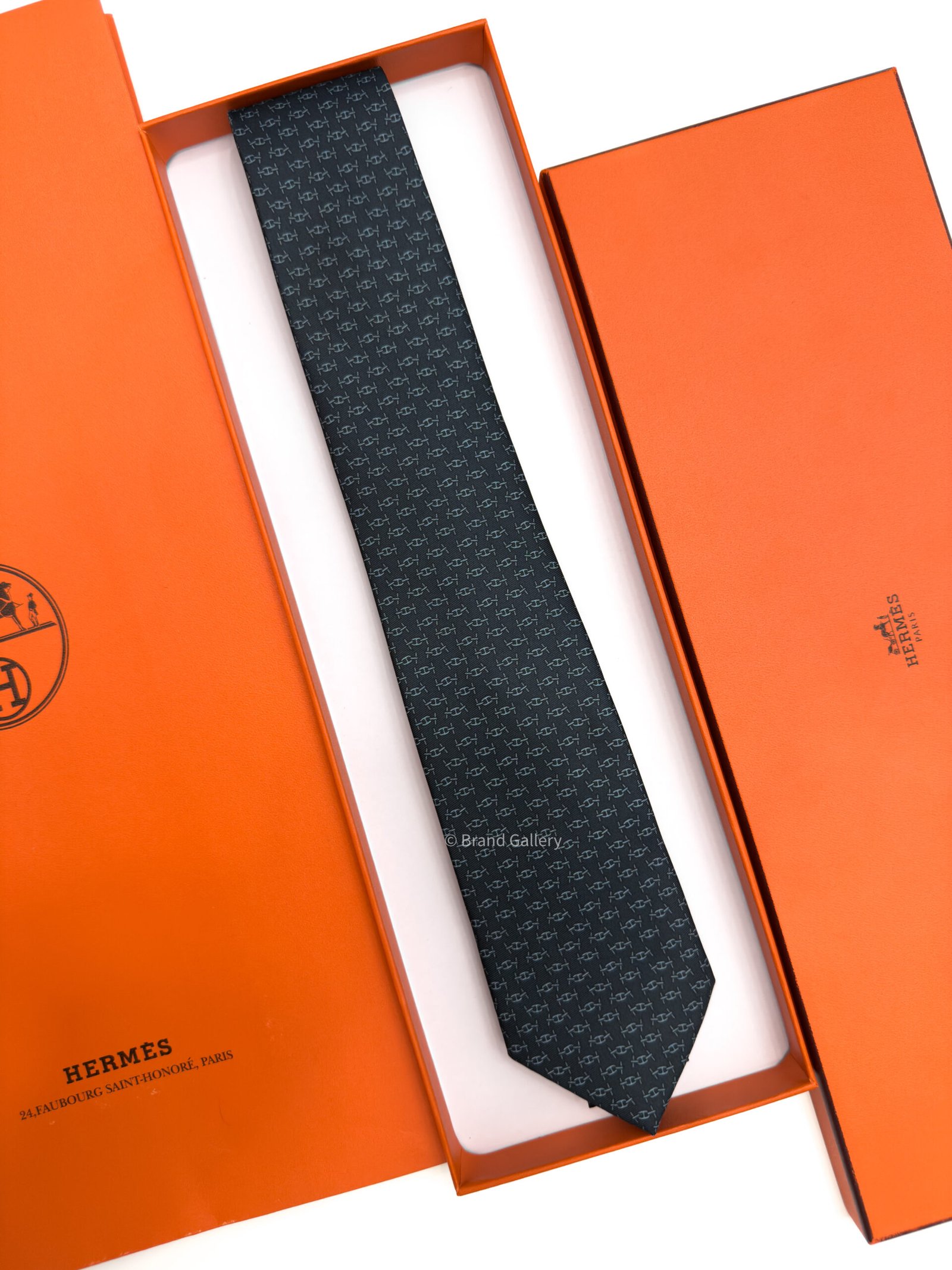 Hermes Anthracite Maillons Rythmes Silk Tie - Luxury tie - A&A Brand Gallery Egypt