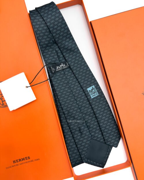 Hermes Anthracite Maillons Rythmes Silk Tie - Luxury tie - A&A Brand Gallery Egypt