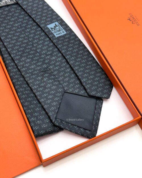 Hermes Anthracite Maillons Rythmes Silk Tie - Luxury tie - A&A Brand Gallery Egypt