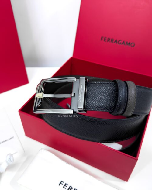 Ferragamo Square Black/Brown Reversible Leather Belt - Luxury belt - A&A Brand Gallery Egypt