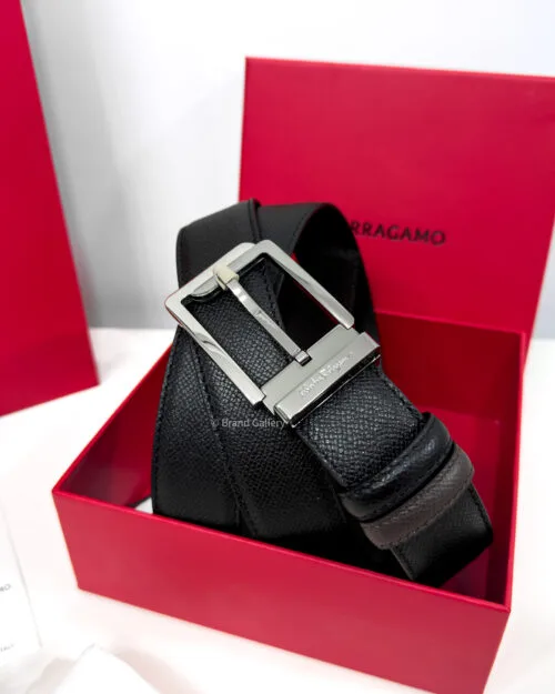 Ferragamo Square Black/Brown Reversible Leather Belt - Luxury belt - A&A Brand Gallery Egypt
