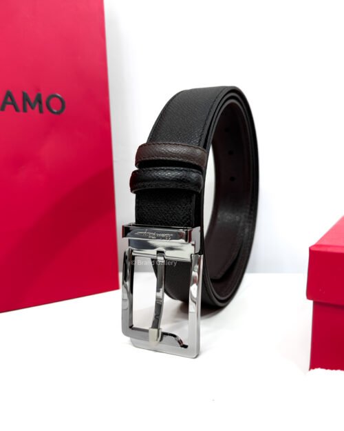 Ferragamo Square Black/Brown Reversible Leather Belt - Luxury belt - A&A Brand Gallery Egypt