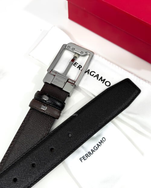 Ferragamo Square Black/Brown Reversible Leather Belt - Luxury belt - A&A Brand Gallery Egypt