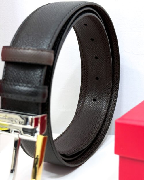 Ferragamo Square Black/Brown Reversible Leather Belt - Luxury belt - A&A Brand Gallery Egypt
