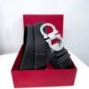 Ferragamo Gancini Black Reversible Leather Belt - Luxury belt - A&A Brand Gallery Egypt