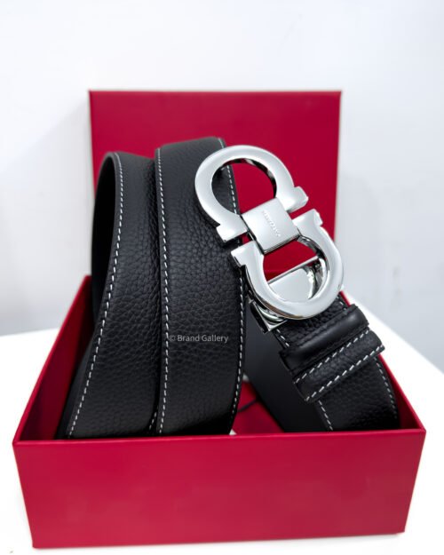 Ferragamo Gancini Black Reversible Leather Belt - Luxury belt - A&A Brand Gallery Egypt