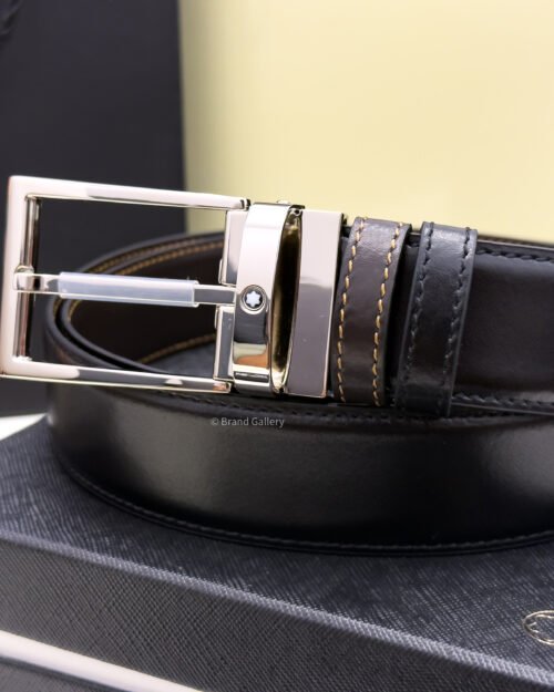 Montblanc Black/Brown 35MM Reversible Leather Belt - Luxury belt - A&A Brand Gallery Egypt