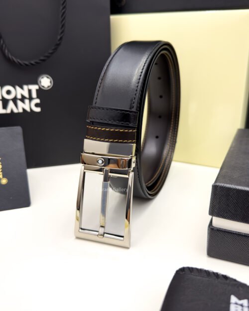 Montblanc Black/Brown 35MM Reversible Leather Belt - Luxury belt - A&A Brand Gallery Egypt