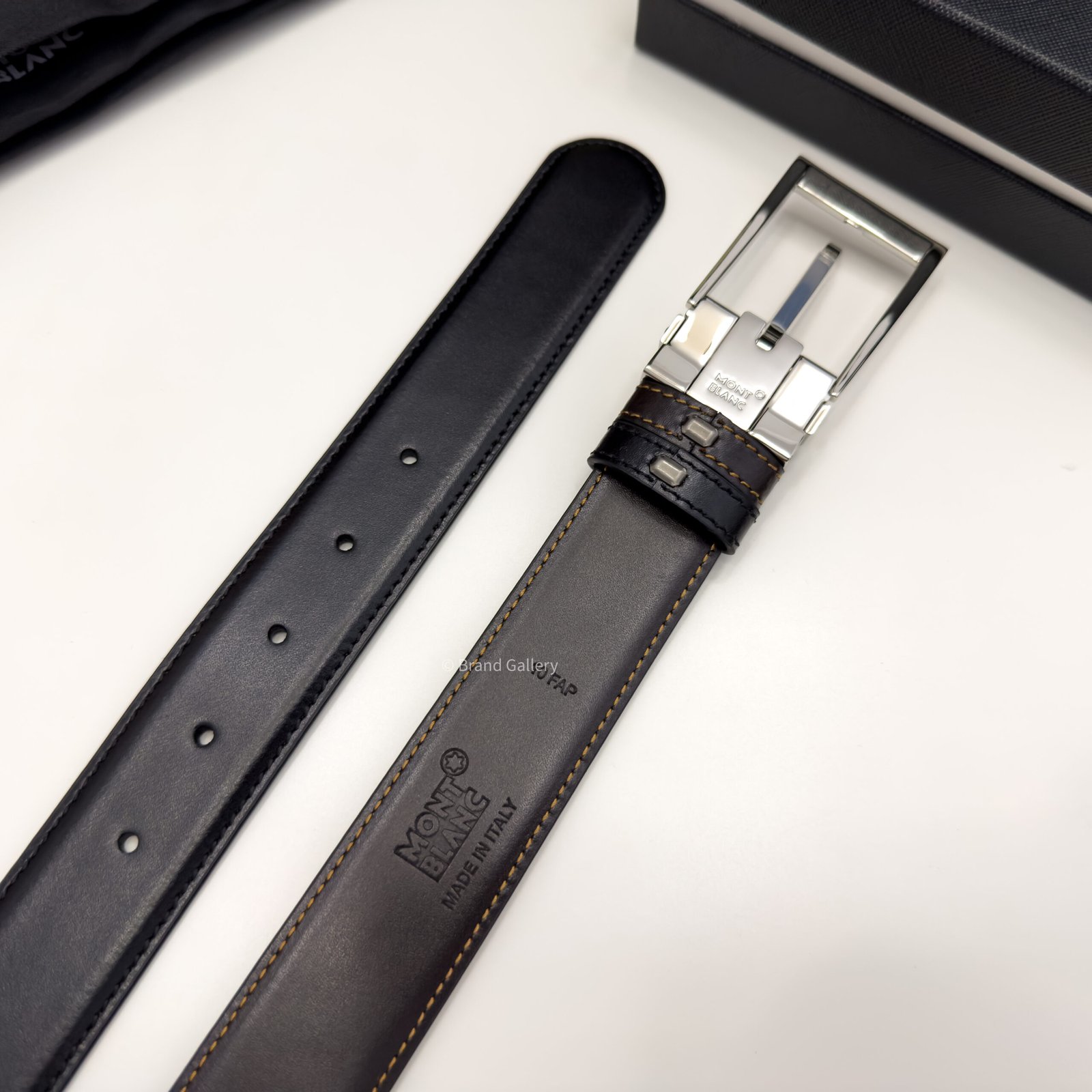 Montblanc Black/Brown 35MM Reversible Leather Belt - Luxury belt - A&A Brand Gallery Egypt