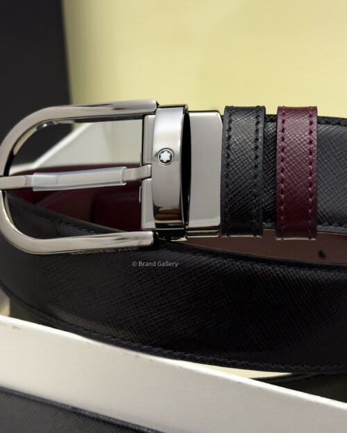 Montblanc Horseshoe Black/cassis Reversible Leather Belt - Luxury belt - A&A Brand Gallery Egypt