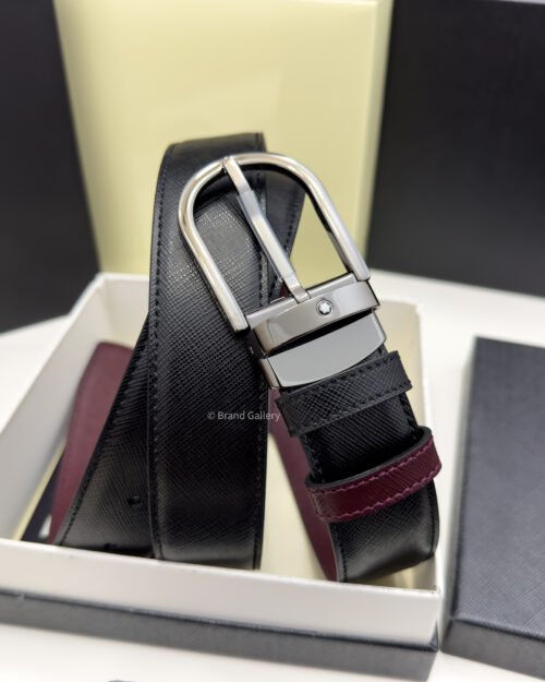 Montblanc Horseshoe Black/cassis Reversible Leather Belt - Luxury belt - A&A Brand Gallery Egypt