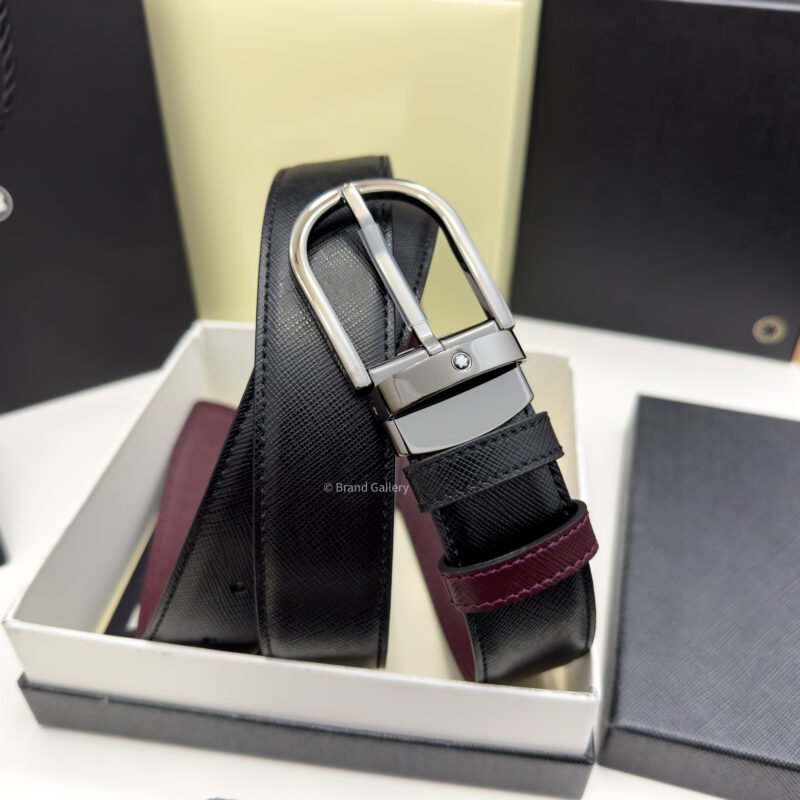 Montblanc Horseshoe Black/cassis Reversible Leather Belt - Luxury belt - A&A Brand Gallery Egypt