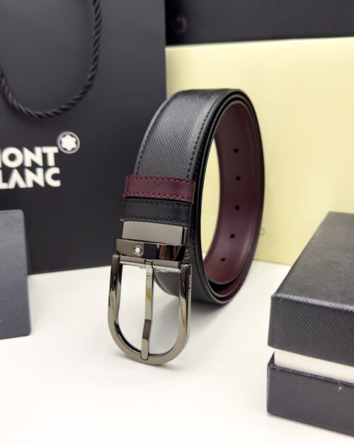 Montblanc Horseshoe Black/cassis Reversible Leather Belt - Luxury belt - A&A Brand Gallery Egypt